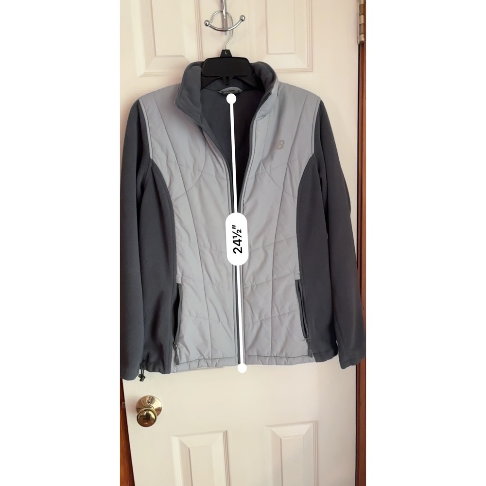 New Balance Womens Gray Full Zip Quilted Fleece Jacket Size L - Picture 7 of 16